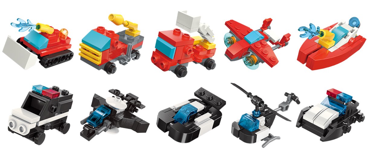 10 Mini Sets je 3-in-1 Feuerwehr und SWAT Team 10 Mini Sets je 3-in-1 Feuerwehr und SWAT Team